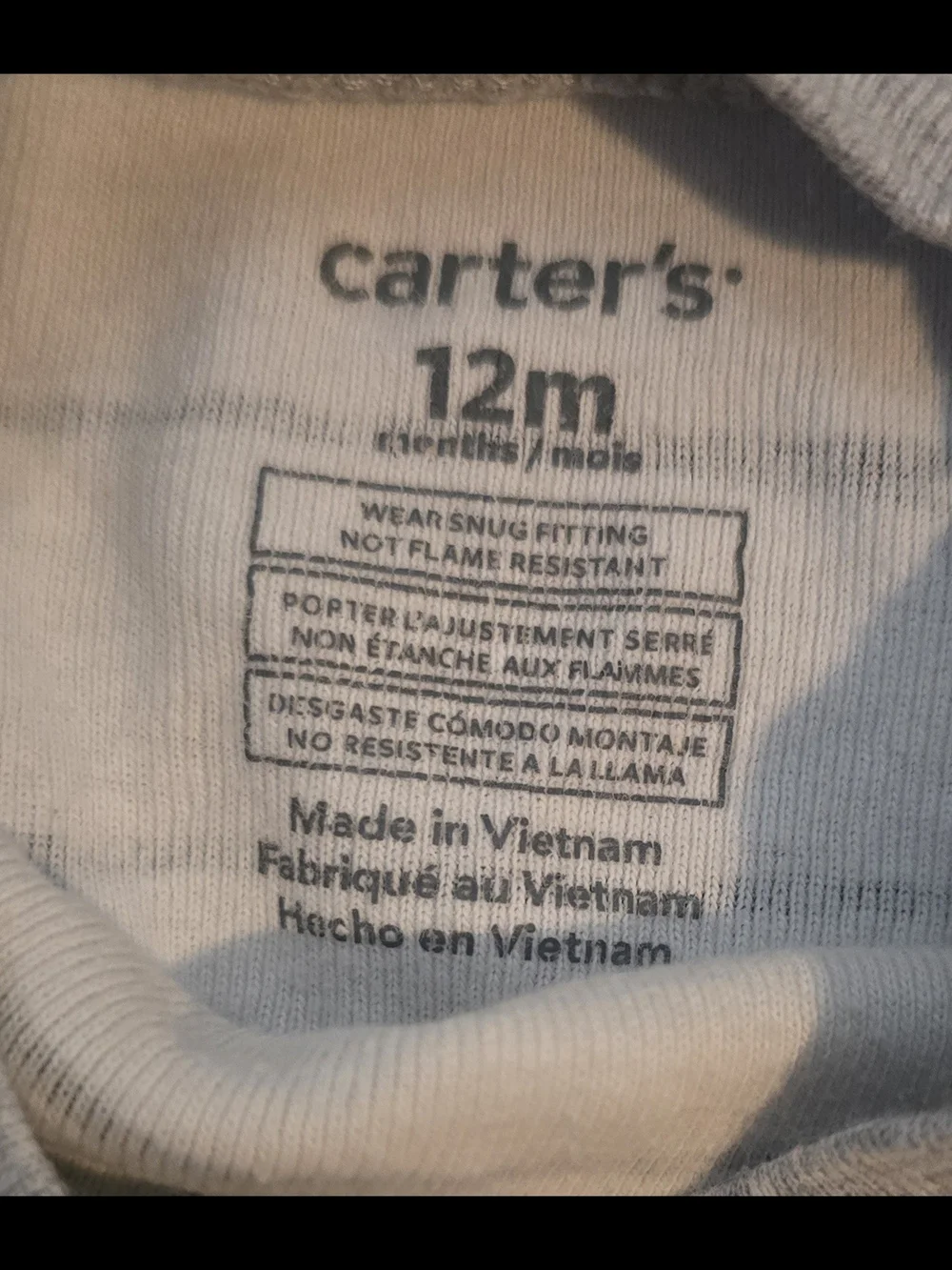 Carter's White and Gray Striped Mummy Pajama Set Glow In The Dark Halloween 12M